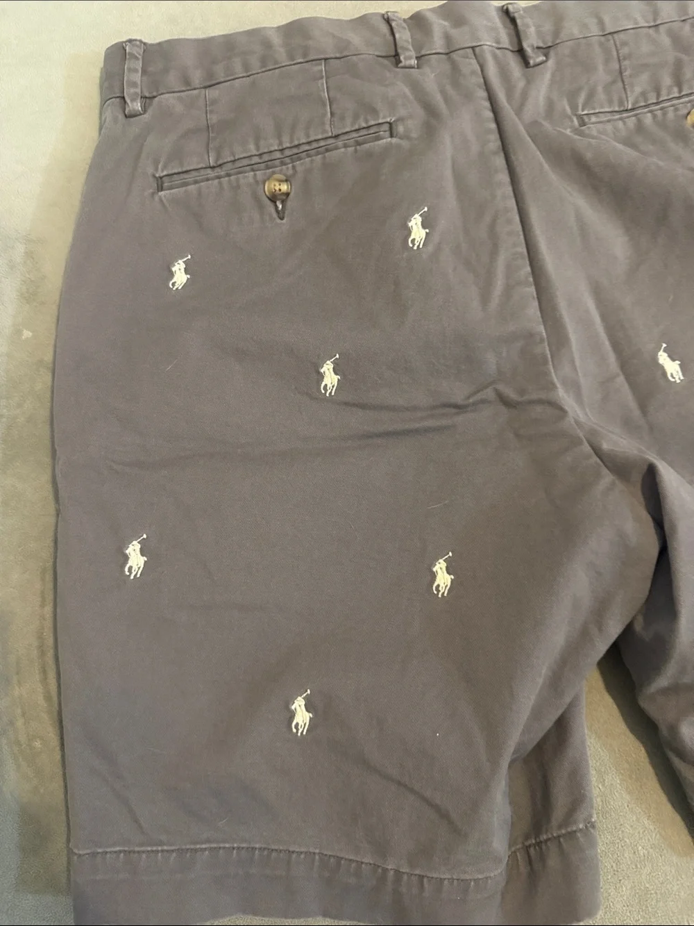 Polo by Ralph Lauren Embroidered Gray Cotton Chino Shorts